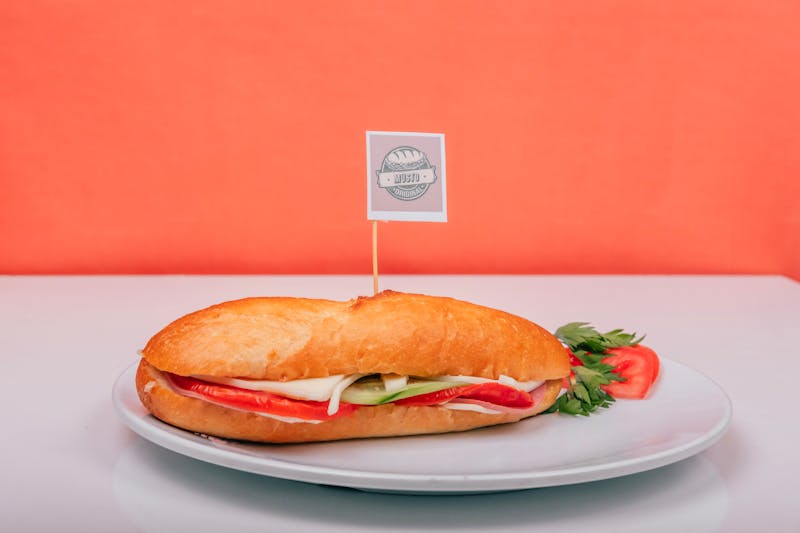 Meatball hoagie with marinara sauce and cheese