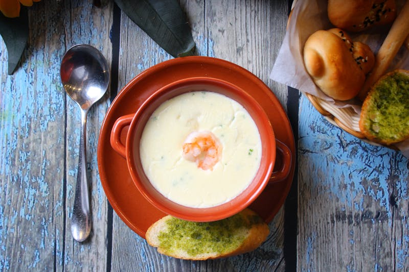 Soup of the day in a bread bowl